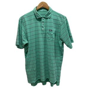 B. Draddy USA Mens Golf Polo Shirt Green Striped Embroidered 2019 Invitational M